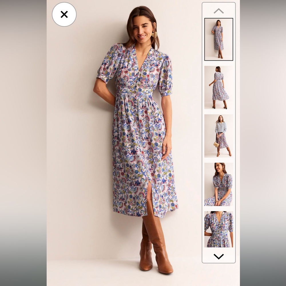 BODEN Elsa Midi Tea Dress floral cottagecore botanical bunch NWT size US12